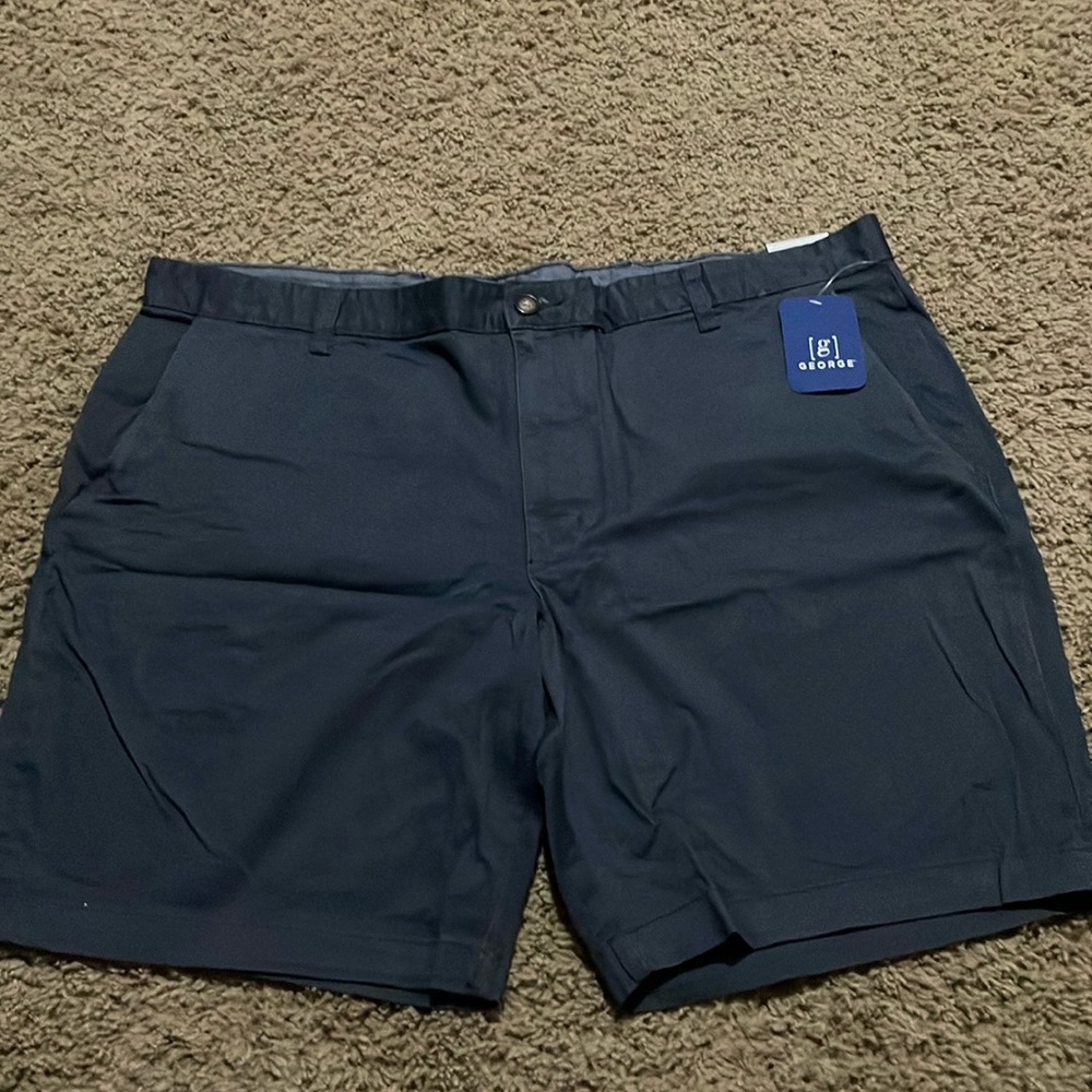 Men’s NWTs navy George stretch flat front shorts Sz 40
